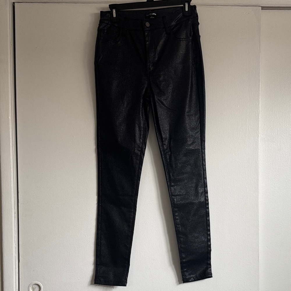 Black Shiny Skinny Leg Pants